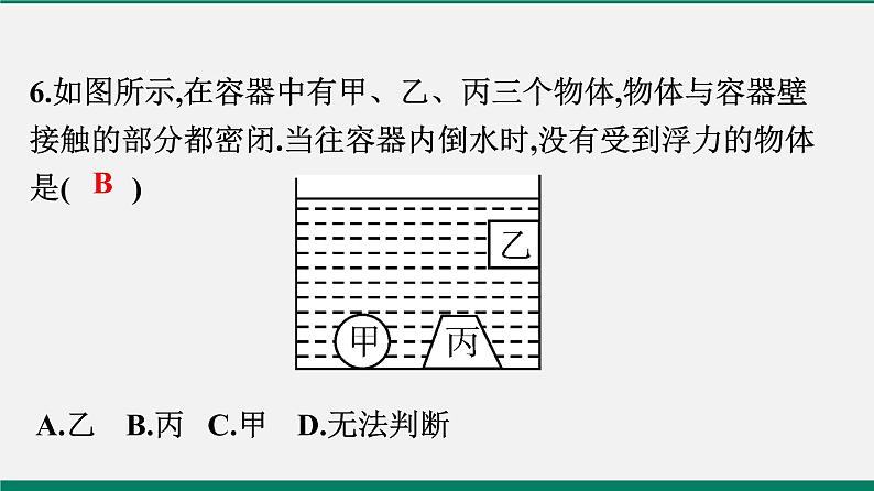 沪粤版八年物理下册课时作业 9.1　认识浮力 练习课件07