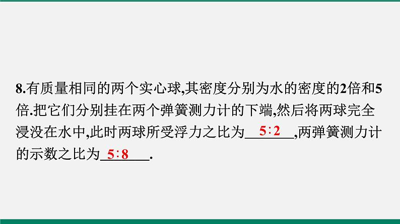 沪粤版八年物理下册课时作业 9.2　阿基米德原理 练习课件08