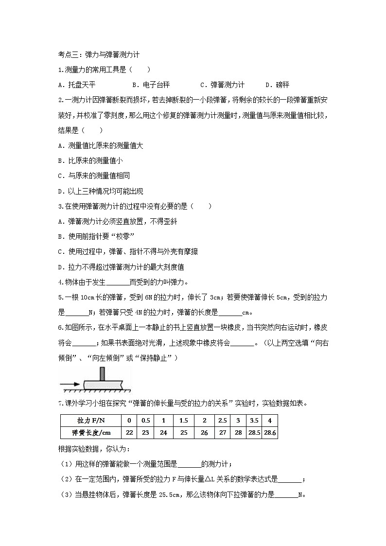 2021年中考物理总复习专题训练《力》（含解析）03