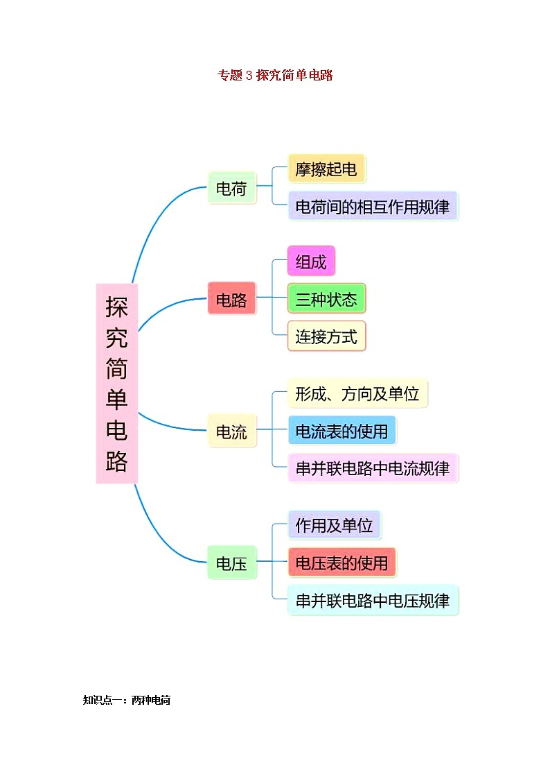 2020_2021学年九年级物理上学期期末复习考点通专题3探究简单电路含解析沪粤版第1页