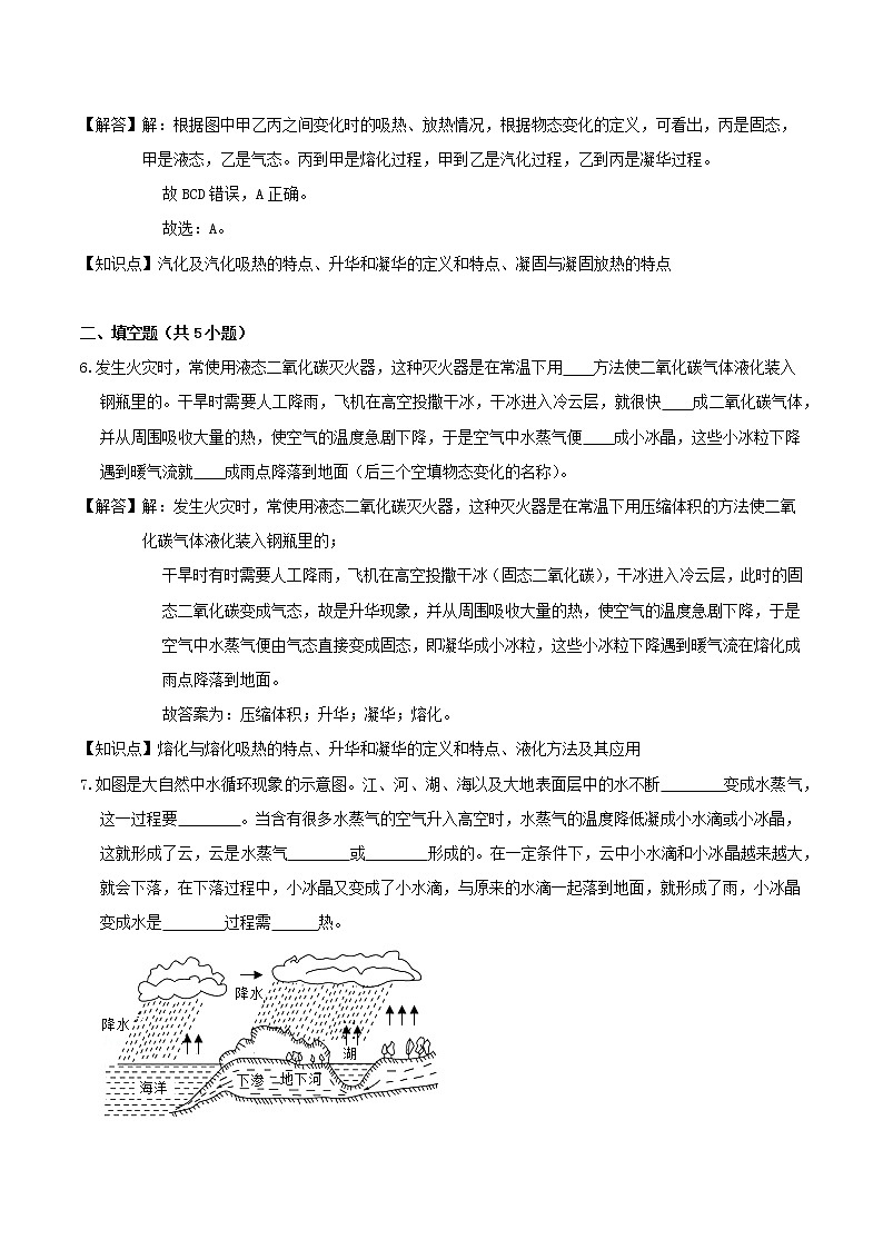 2020_2021学年八年级物理上学期寒假作业巩固练06熔化与凝固升华与凝华含解析沪科版03