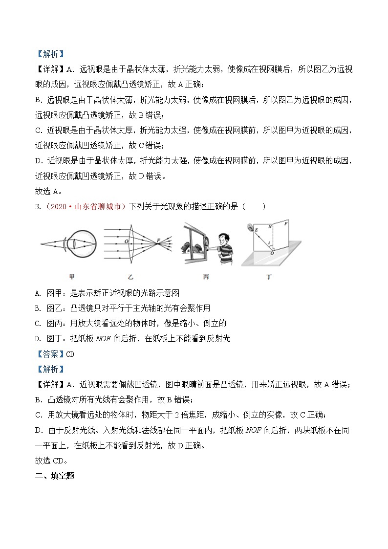 专题5  透镜及其应用-2020年中考物理真题分项汇编详细解答（全国通用）02期（教师版）02