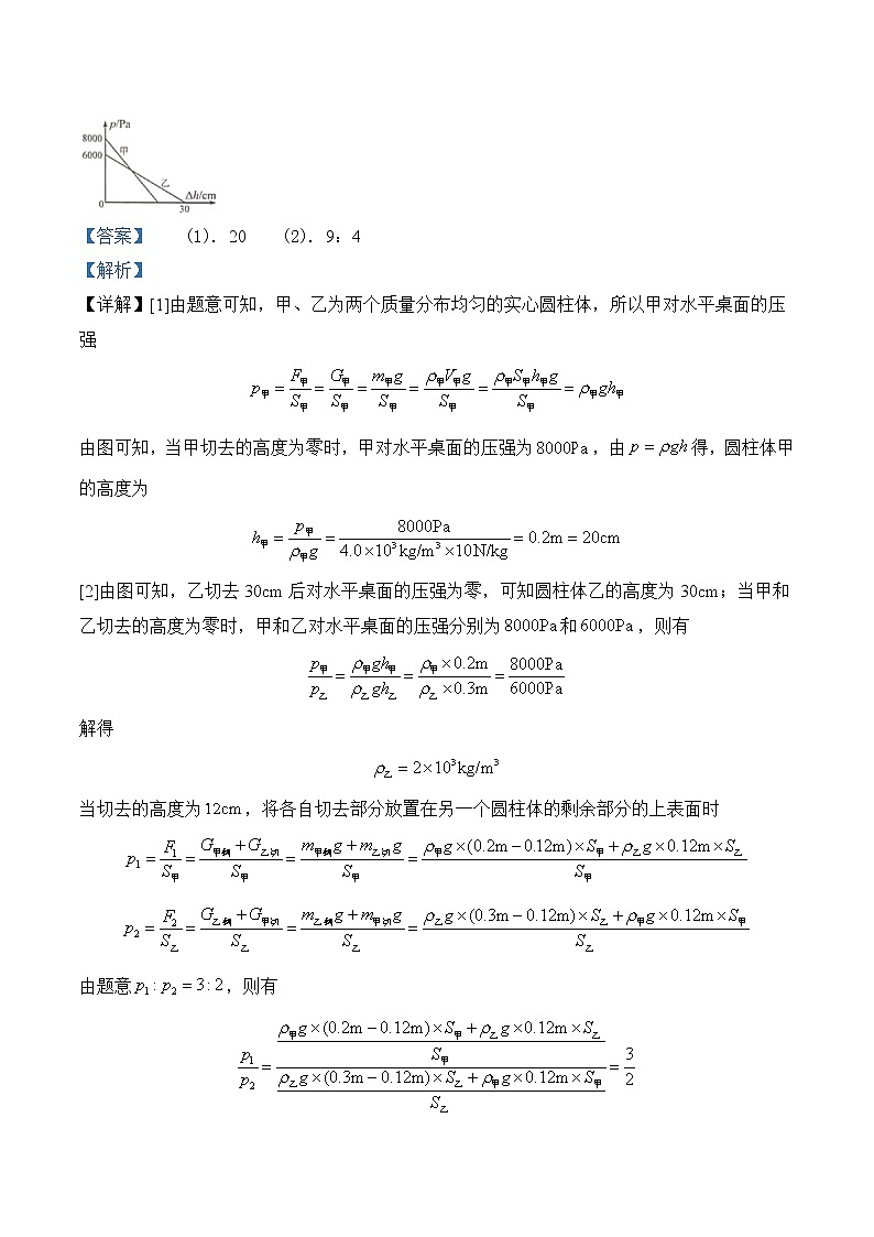 专题9  压强-2020年中考物理真题分项汇编详细解答（全国通用）02期（教师版）03