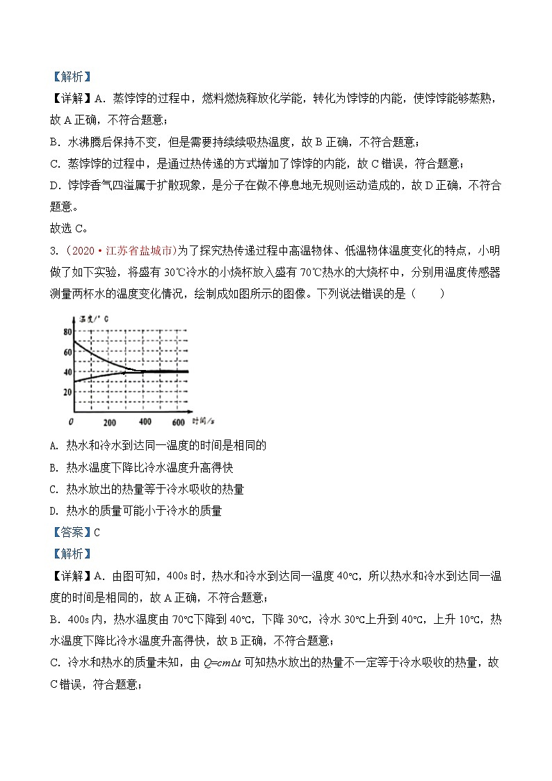 专题15  内能-2020年中考物理真题分项汇编详细解答（全国通用）03期（教师版）02
