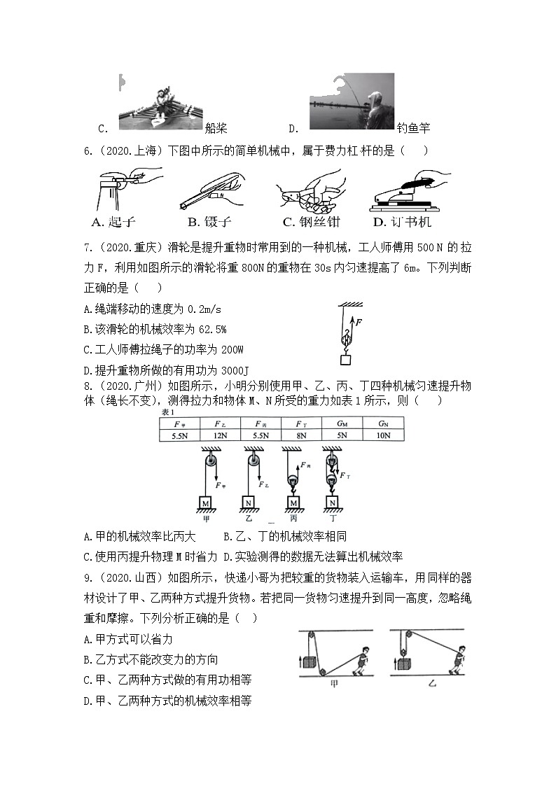 【水印已去除】【另存为】2020年苏科版九年级第十一单元《简单机械和功》中考真题提优练习（有答案）第2页