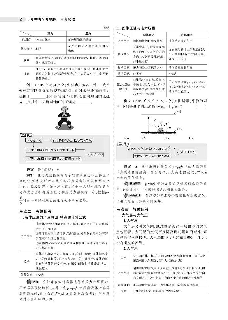2021版《5年中考3年模拟》全国版中考物理：专题六　压强02