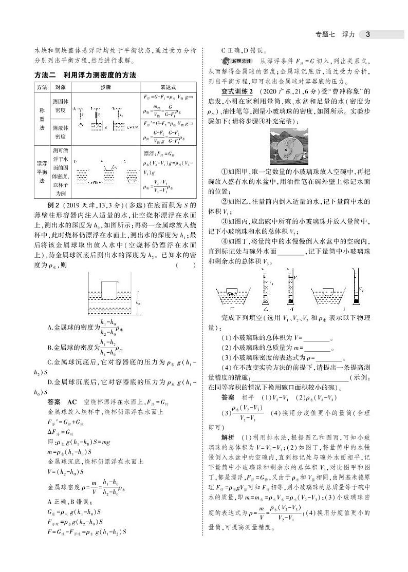 2021版《5年中考3年模拟》全国版中考物理：专题七　浮力03