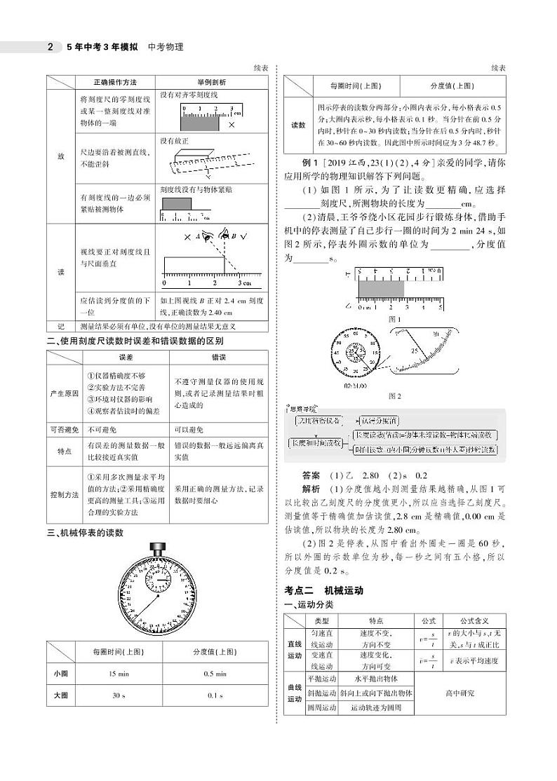 2021版《5年中考3年模拟》全国版中考物理：专题一　测量和机械运动02