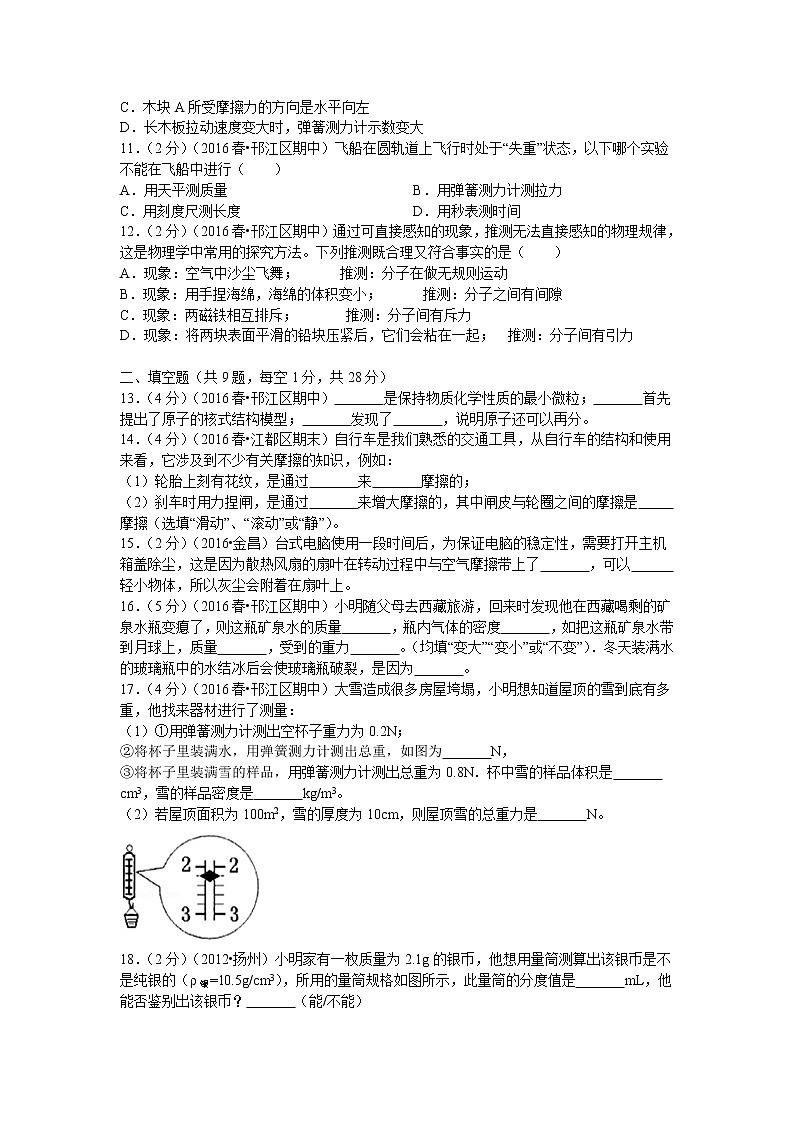 苏科版八年级物理下册期中试卷2第3页