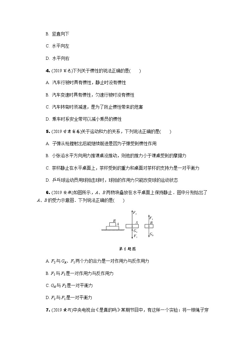 中考物理专题复习  中考冲刺集训--运动和力(含解析)第2页