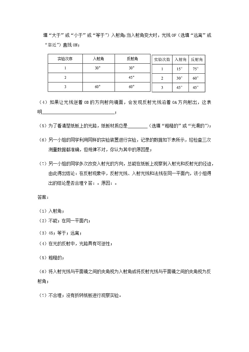 新人教版 八年级物理上学期期末复习重难点+练习40讲 第27讲探究光的反射规律（含解析）03