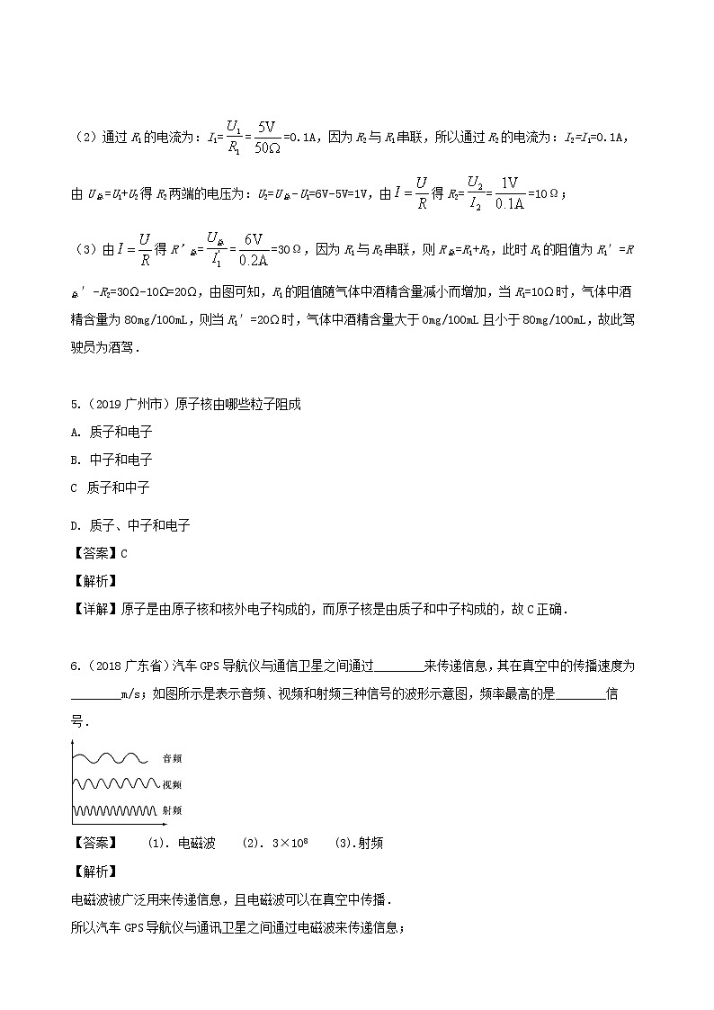 广东省地区5年(2016_2020)中考1年模拟物理真题分类汇编专题19信息材料与能源粒子与宇宙（含解析）第3页