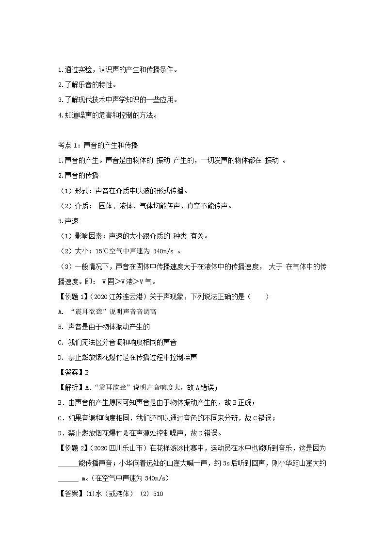 2021中考物理一轮复习： 专题02声现象（含解析）真题练习02