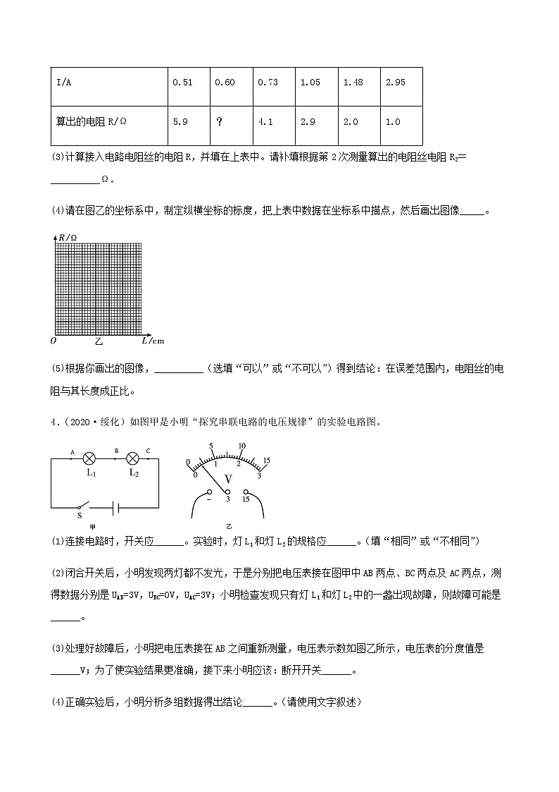 2021年中考物理专项突破题集 专项17  电学探究性实验专练（通用版）03