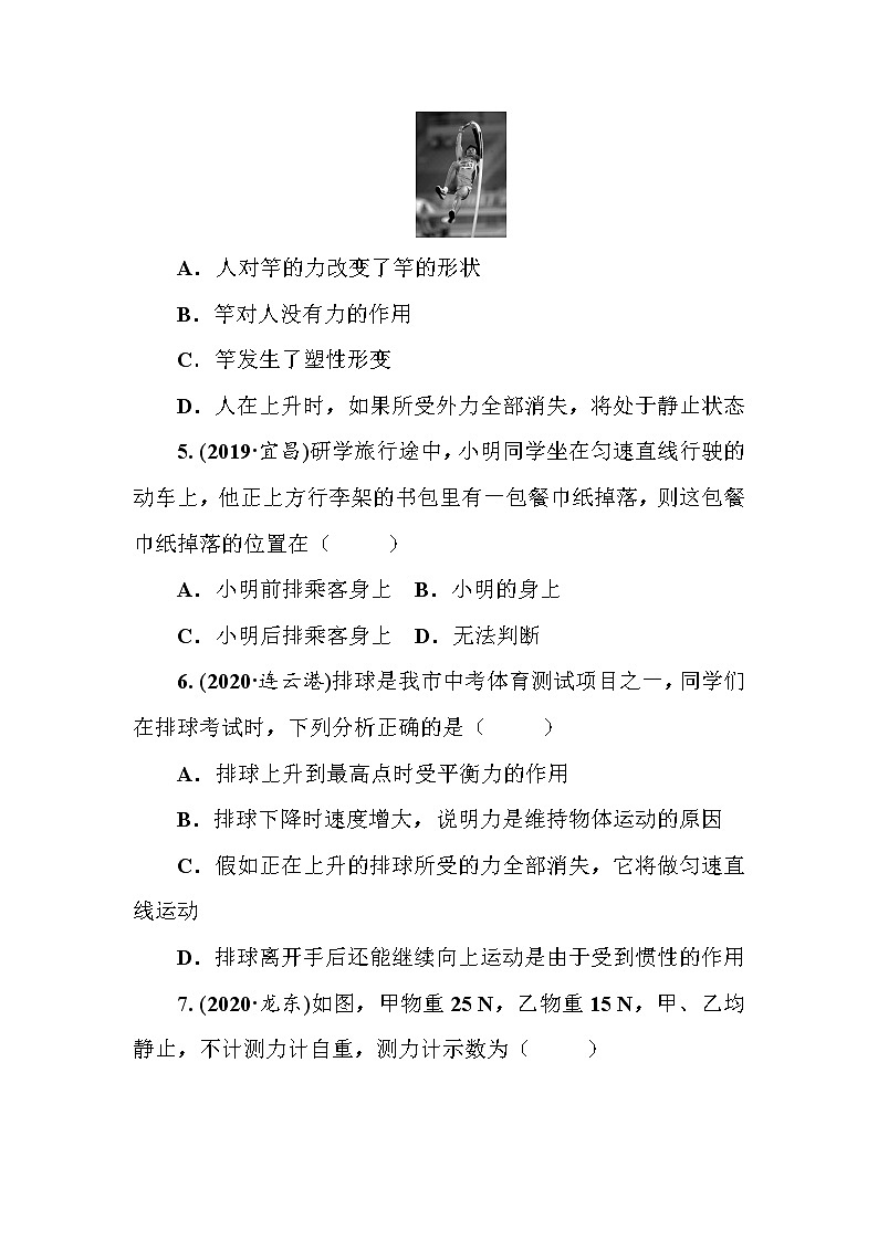 2021年春人教版九年级物理中考考点过关训练《运动和力》（Word版附答案）02