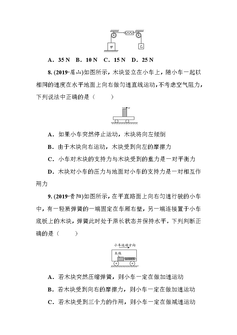 2021年春人教版九年级物理中考考点过关训练《运动和力》（Word版附答案）03