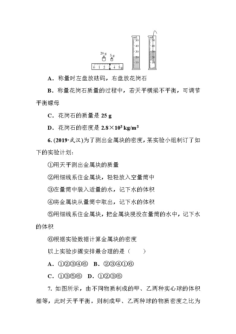 2021年春人教版九年级物理中考考点过关训练《质量和密度》（Word版附答案）02