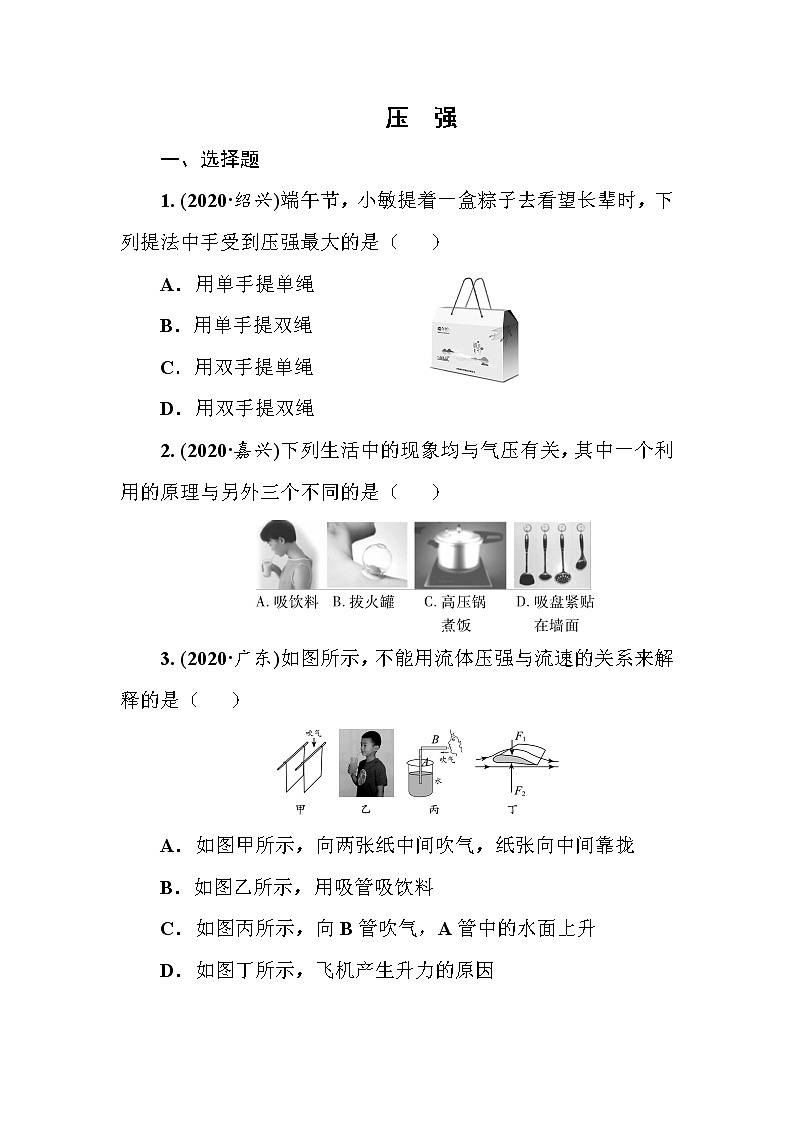 2021年春人教版九年级物理中考考点过关训练《压　强》（Word版附答案）01
