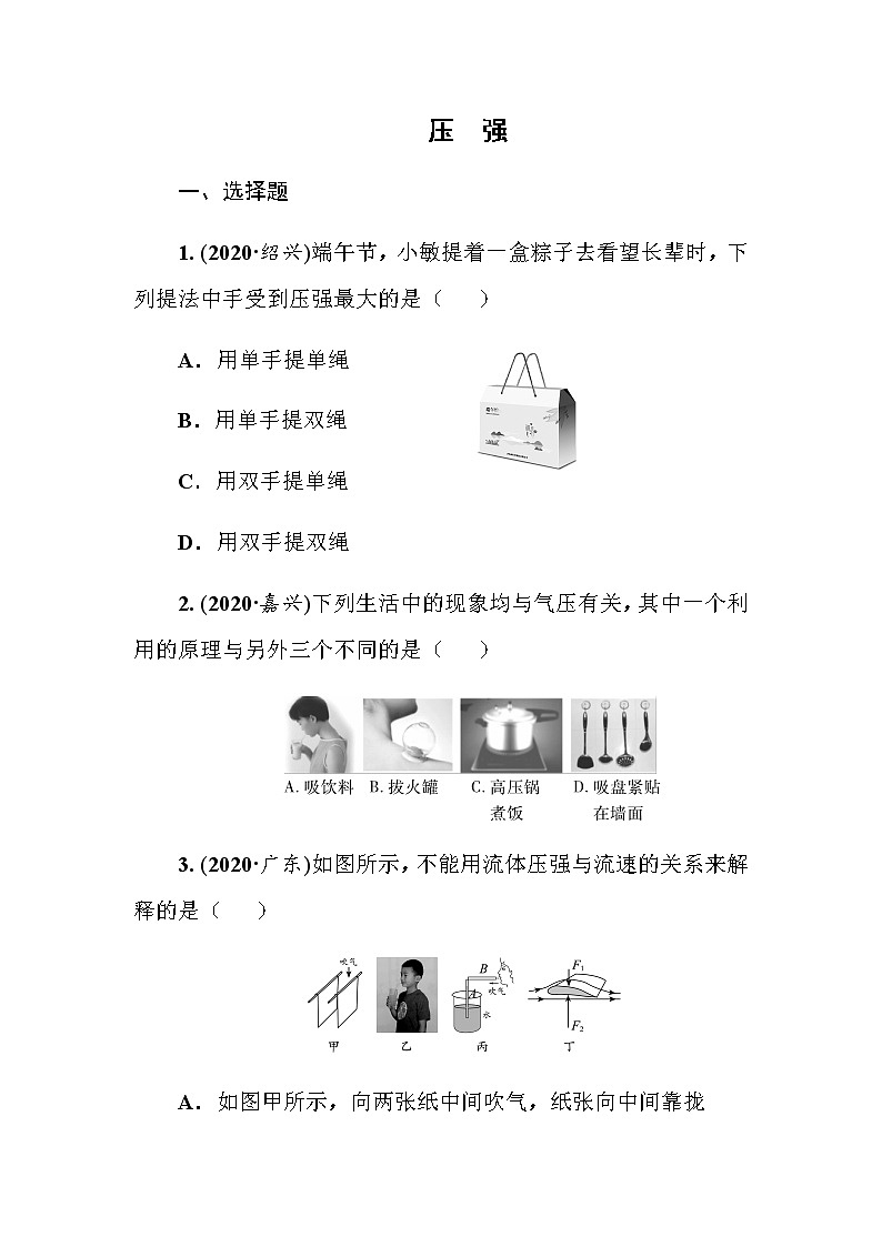 2021年人教版九年级物理中考考点过关训练《压　强》（Word版附答案）01