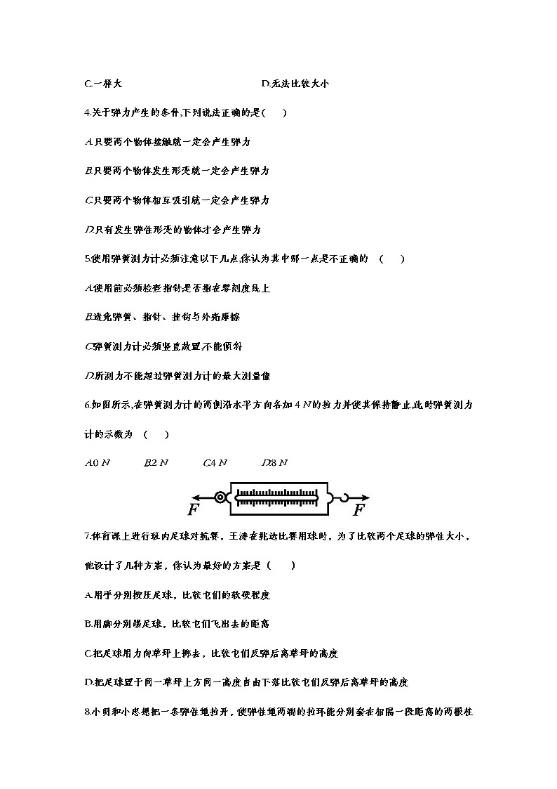 2021年中考一轮复习物理基础知识强化训练 7.2弹力02