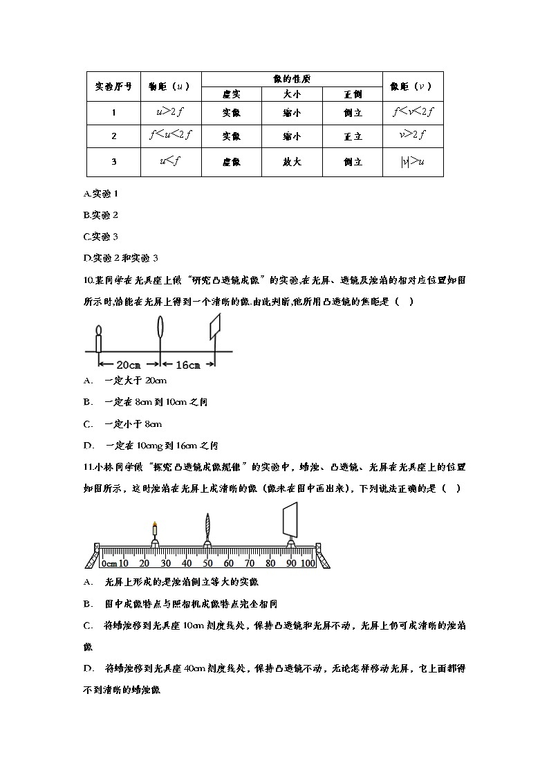 备战2021中考一轮复习基础知识强化训练——5.3凸透镜成像的规律03
