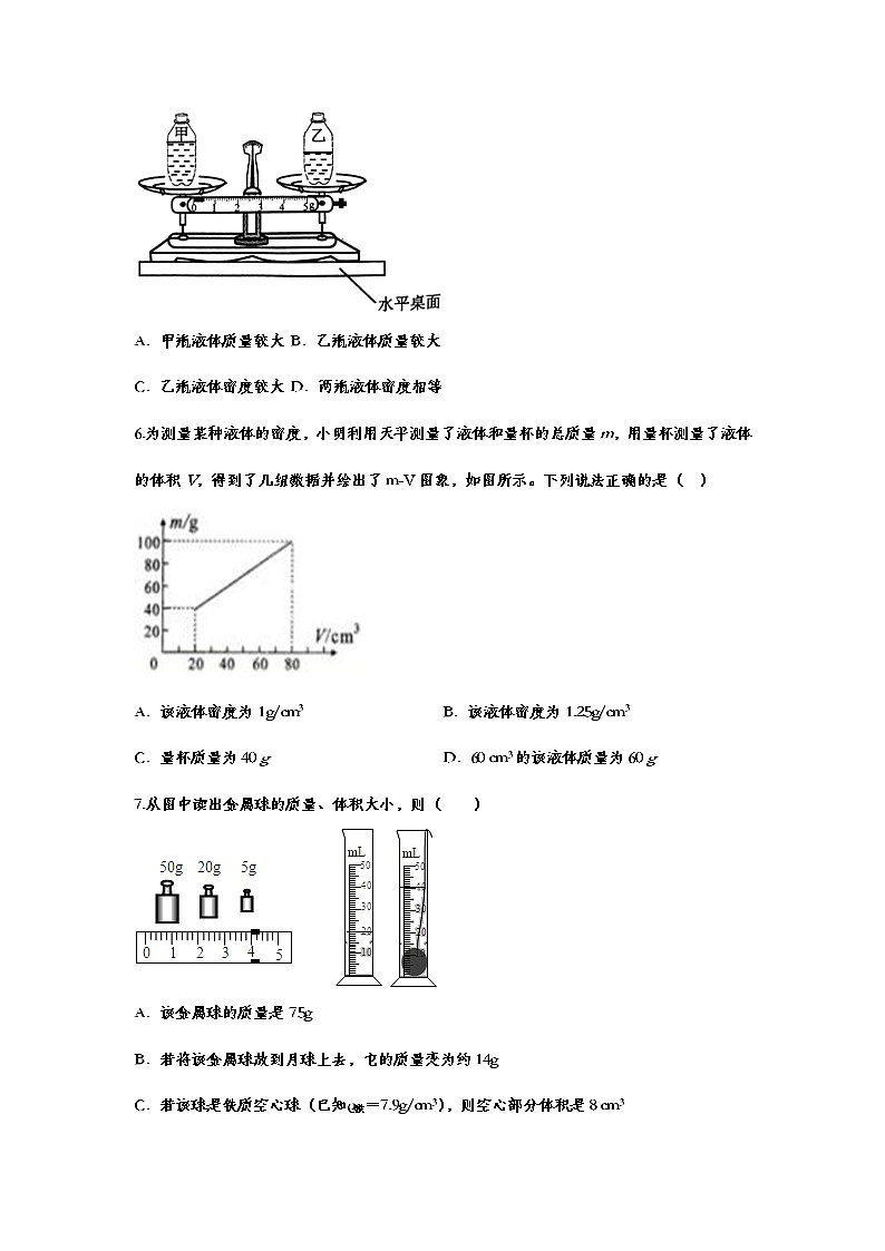备战2021中考一轮复习基础知识强化训练——6.3测量物质的密度02