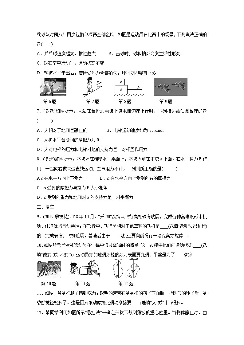 人教版物理八年级下同步训练：第八章复习训练（含答案）02