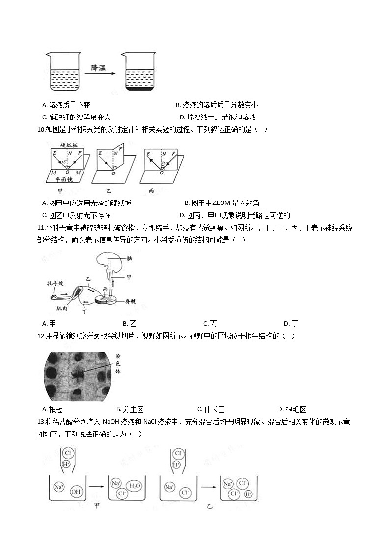 浙江省衢州市2020年中考科学试题（word版，含解析）03