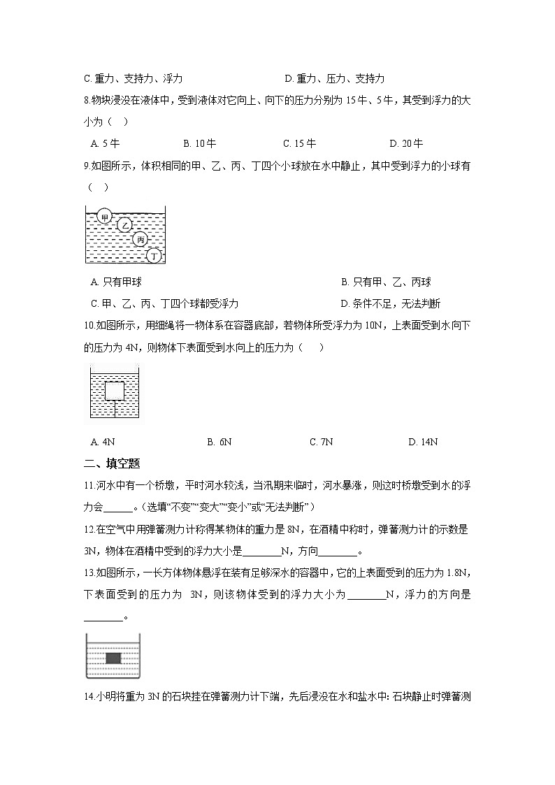 人教版物理八年级10.1 浮力同步练习（含解析）02