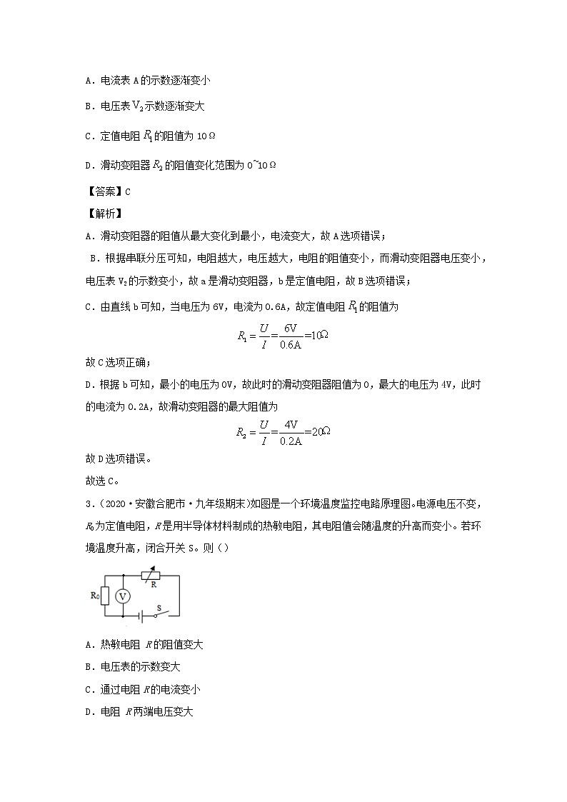 安徽专用备战2021中考物理精鸭点专项突破题集专题24电路的动态分析含解析02