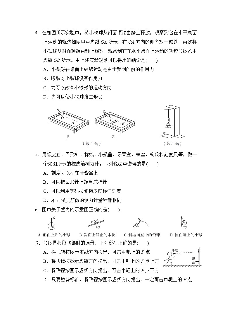 2020--2021学年人教版八年级物理下册 第七章 力 达标检测卷102