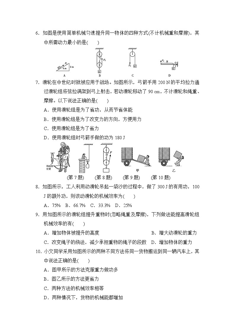 2020--2021学年人教版八年级物理下册 第十二章 简单机械 达标测试卷202