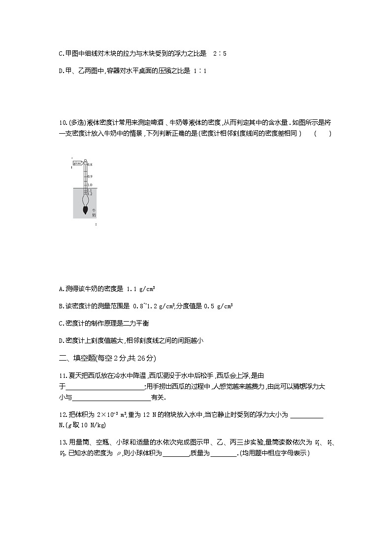 2020--2021学年人教版八年级物理下册 第十章 浮力 综合能力检测卷303