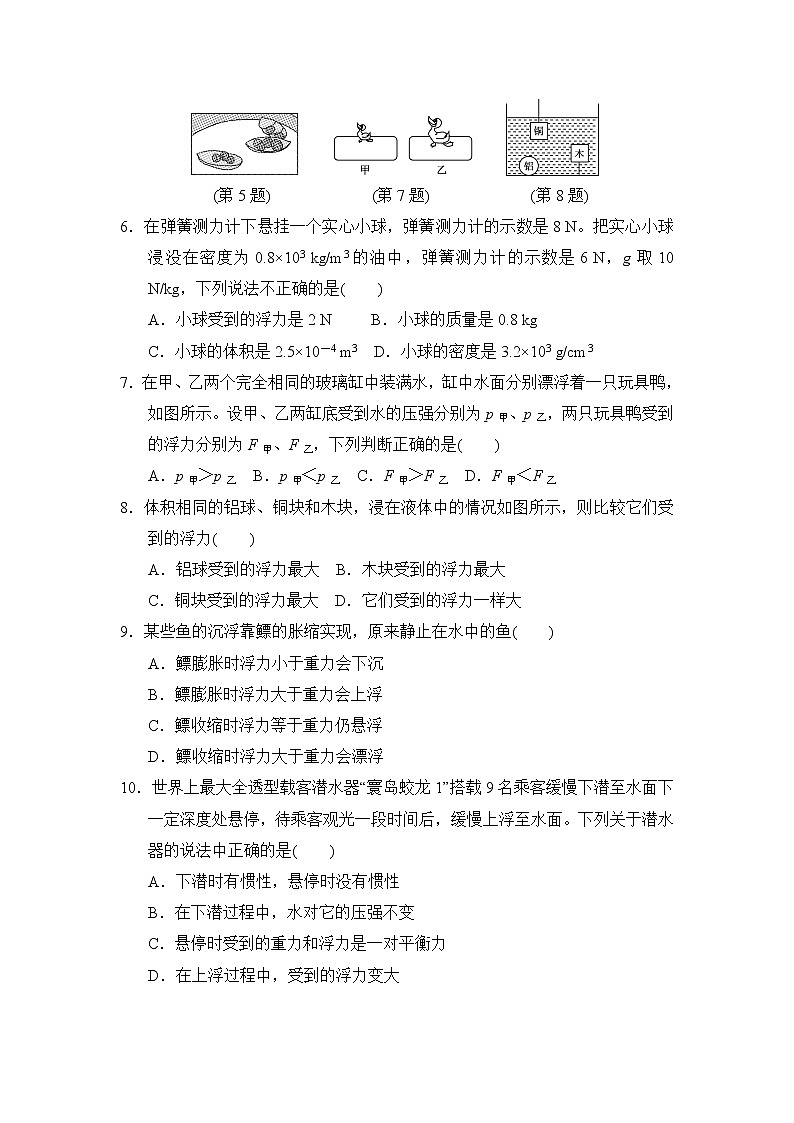 2020--2021学年人教版八年级物理下册 第十章 浮力 达标测试卷202