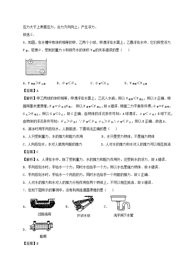 2020_2021学年八年级物理下册10.4浮力同步作业含解析新版苏科版20210310329 练习03