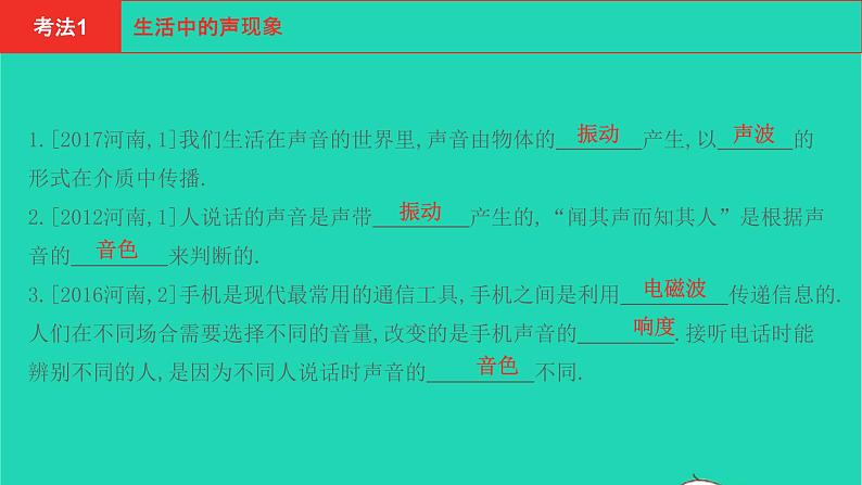 河南省2021年中考物理考点过关第1章声现象复习课件20210310399第2页