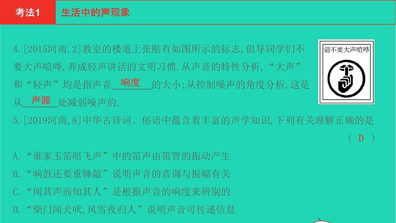 河南省2021年中考物理考点过关第1章声现象复习课件20210310399第3页