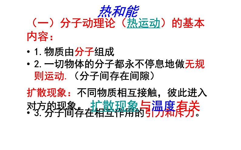 人教版九年级物理《分子热运动 内能 比热容》优课教学课件02