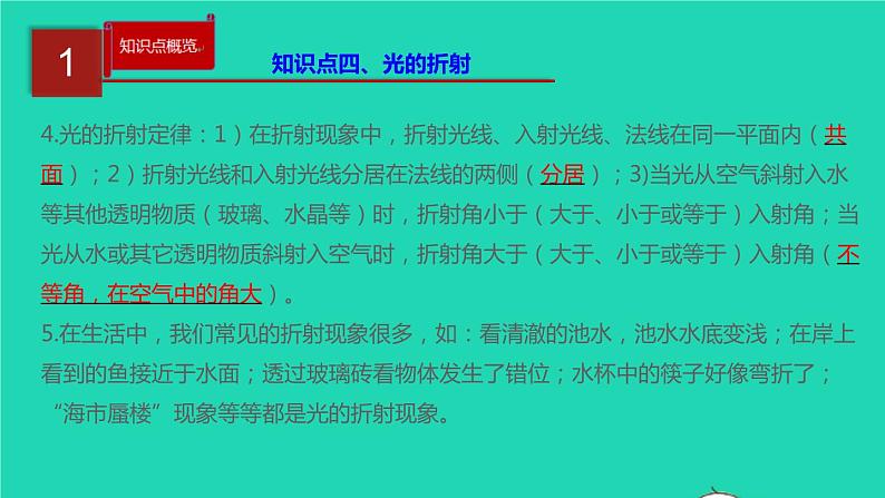 新人教版 八年级物理上册 第4章 光现象 单元同步讲析 课件08