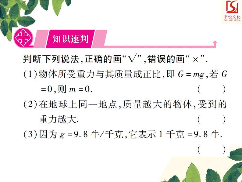 人教版八年级下册物理第三节《重力》 课件02