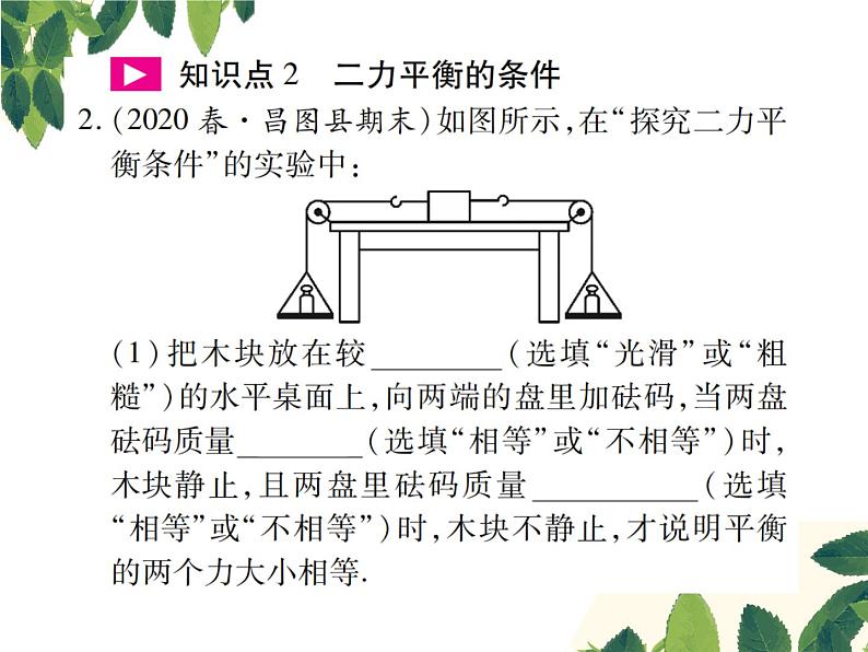 人教版八年级下册物理第八章第二节《二力平衡》 课件03