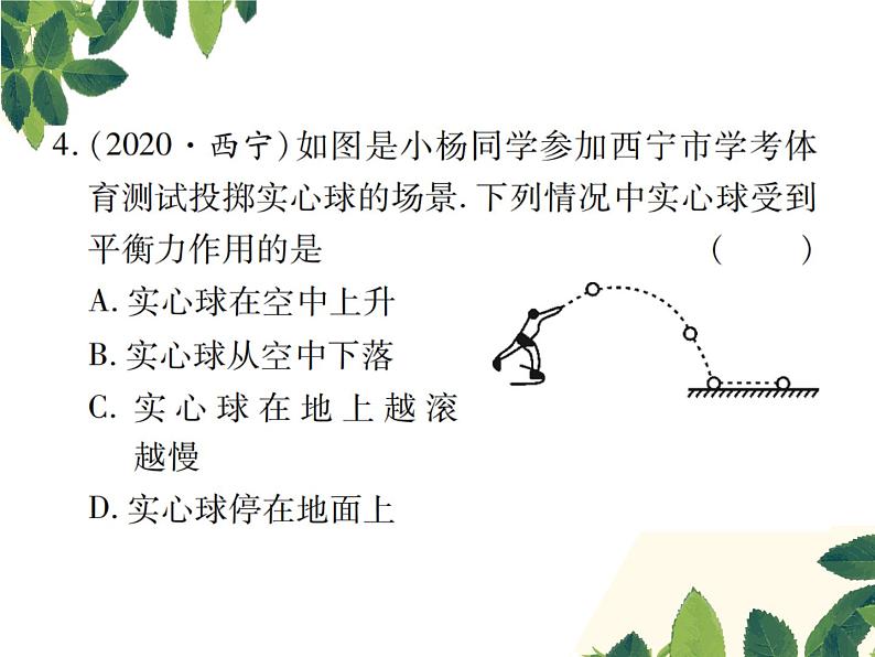 人教版八年级下册物理第八章第二节《二力平衡》 课件06