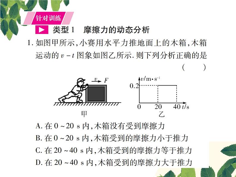 人教版八年级下册物理第八章 专题突破二《摩擦力的分析与计算》02