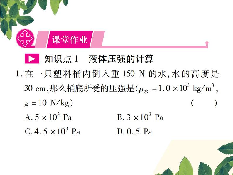 人教版八年级下册物理第九章第二节《液体的压强》第二课时 课件02