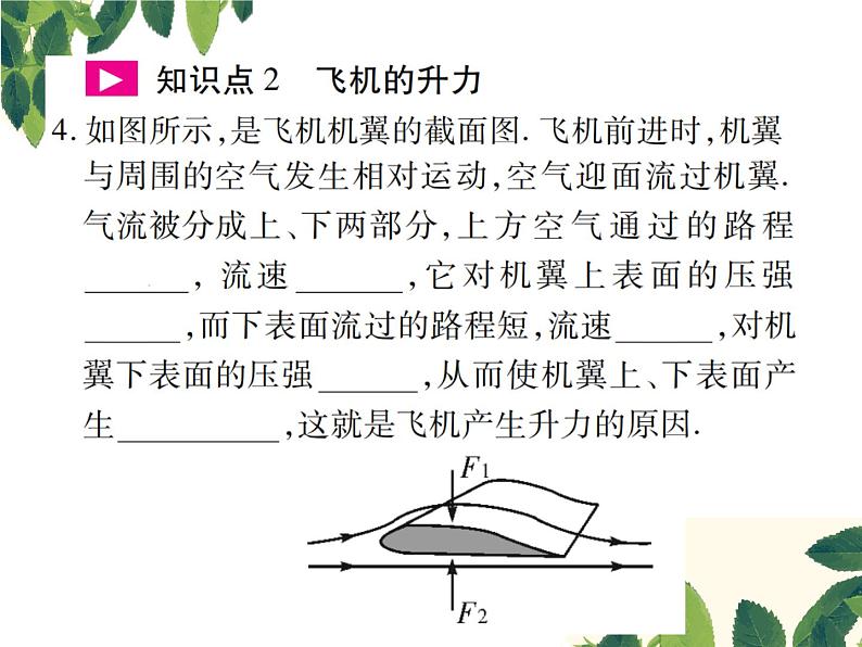 人教版八年级下册物理第九章第四节《流体压强与流速的关系》 课件06