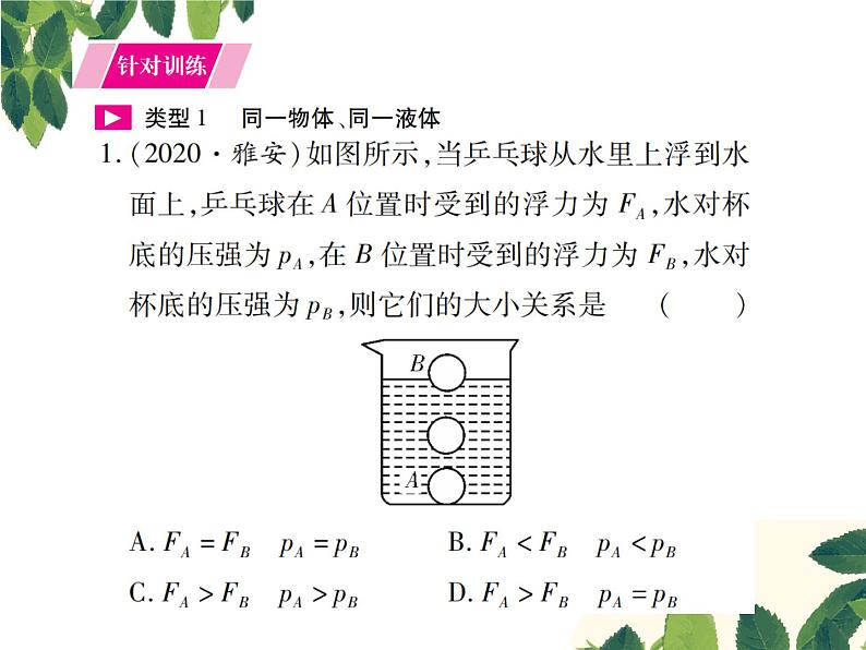 人教版八年级下册物理第十章 专题突破五《浮力、压强综合分析》02