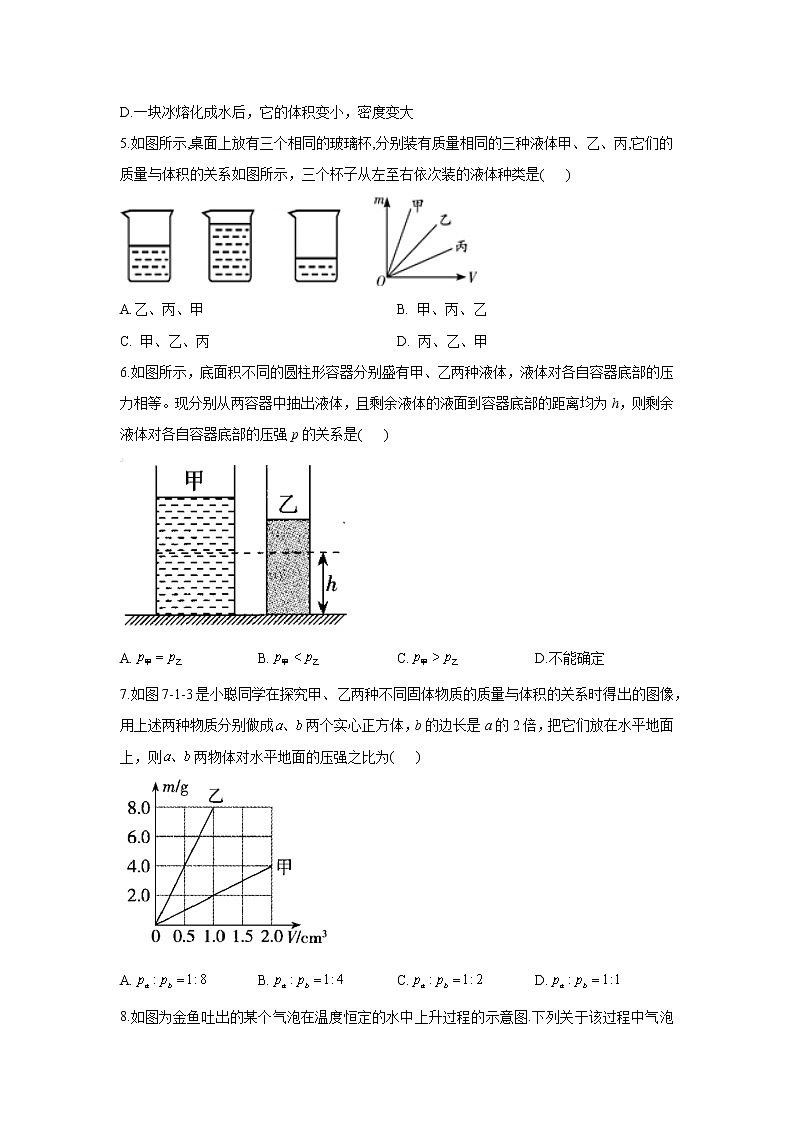 2021年中考物理二轮复习 重难知识提分方案（六）质量和密度 试卷03