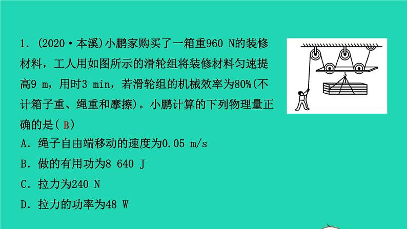 江西省2021年中考物理考点复习第十六讲机械效率课件202103091126第7页