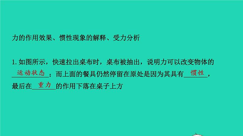 江西省2021年中考物理考点复习第九讲牛顿第一定律二力平衡课件202103091118第7页