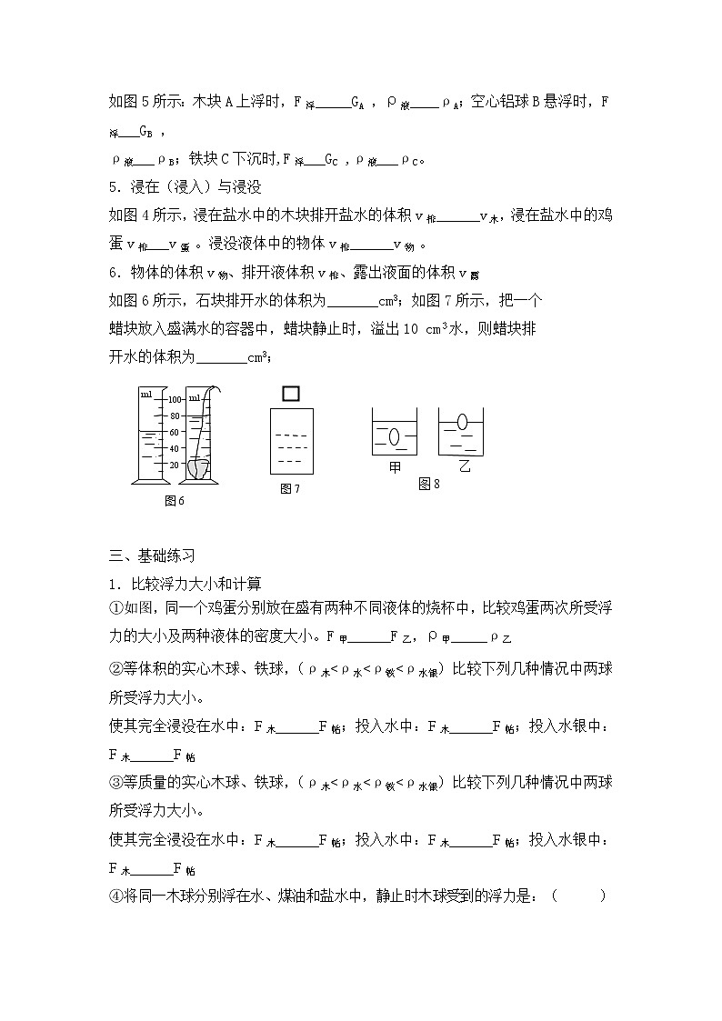 人教版八年级物理下册：第十章 浮力  小结与复习 学案02